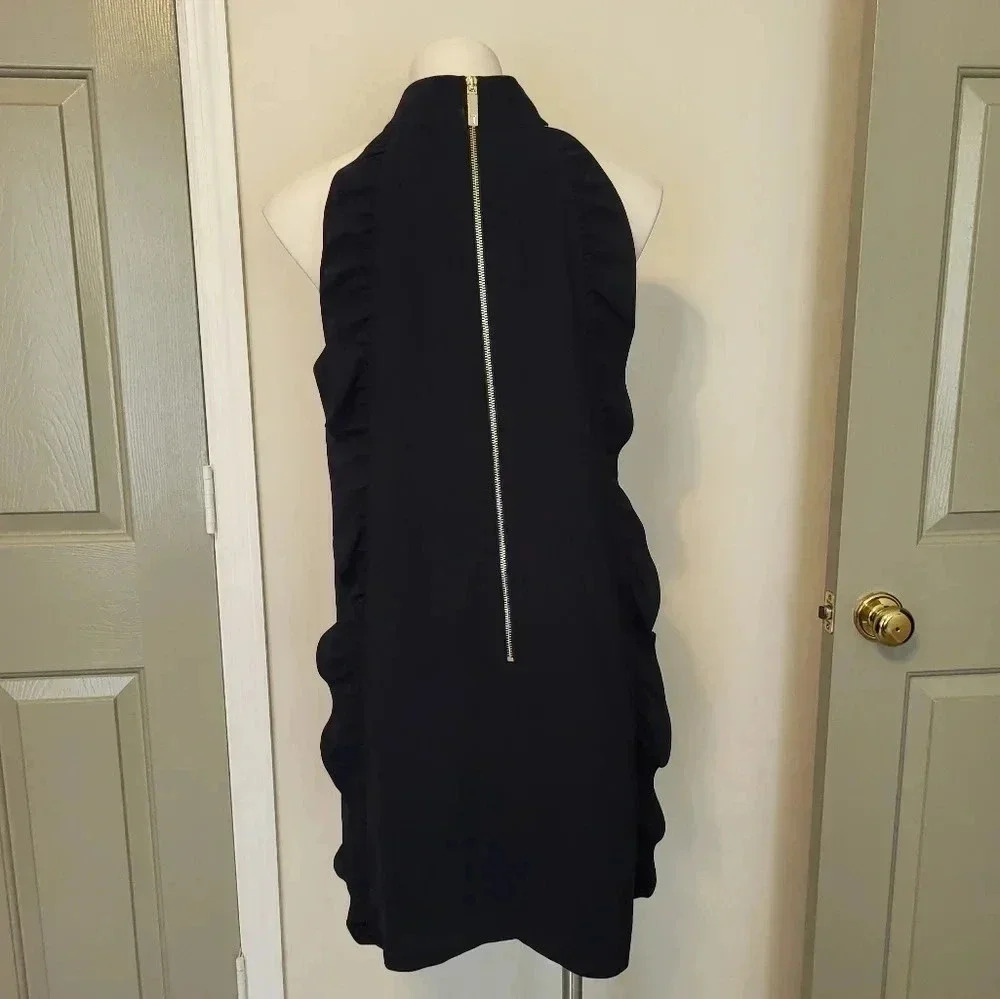Ted Baker Halter Neck Lace Detail Torria Ruffled Navy Blue Tunic Dress(4)Large - Picture 5 of 11